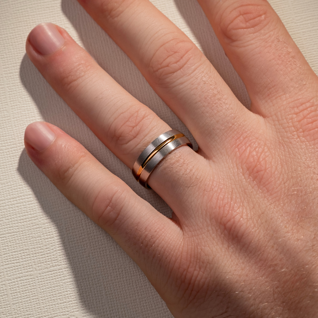 Half Rounded 7.00MM Half Rounded Band w/ Two Tone Detail | Affinity Diamonds