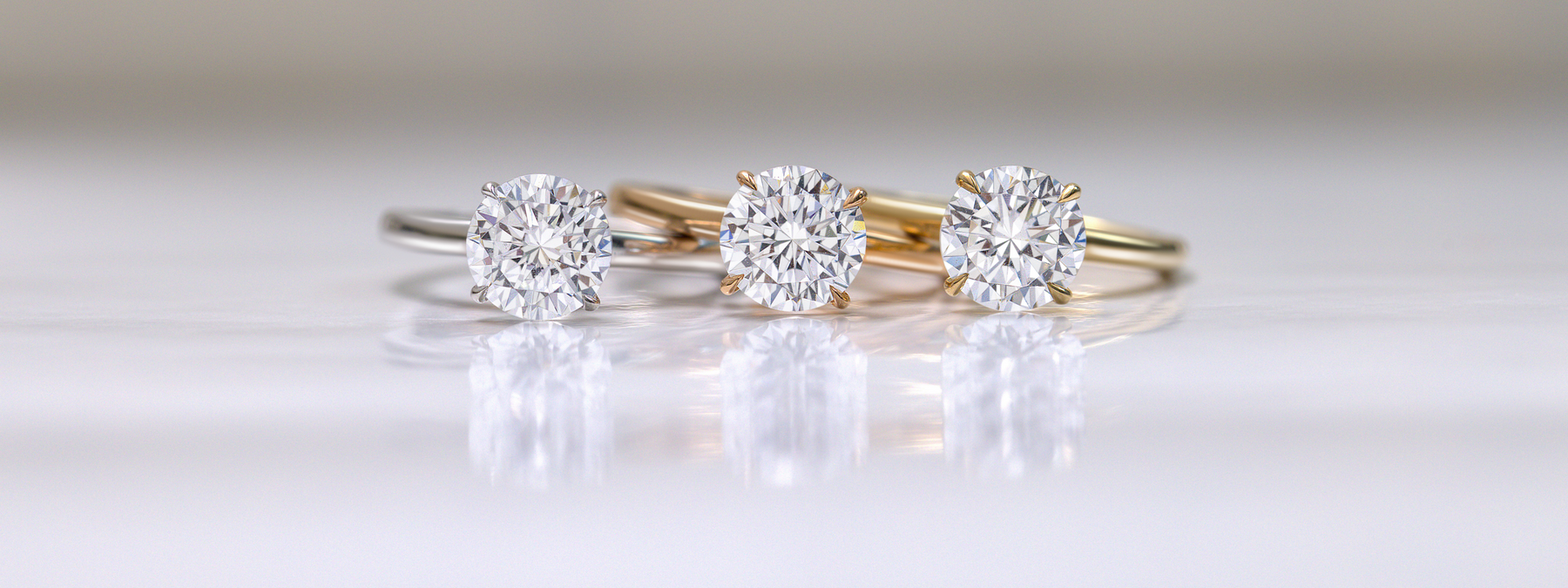 White Gold, Yellow Gold & Rose Gold Engagement Rings