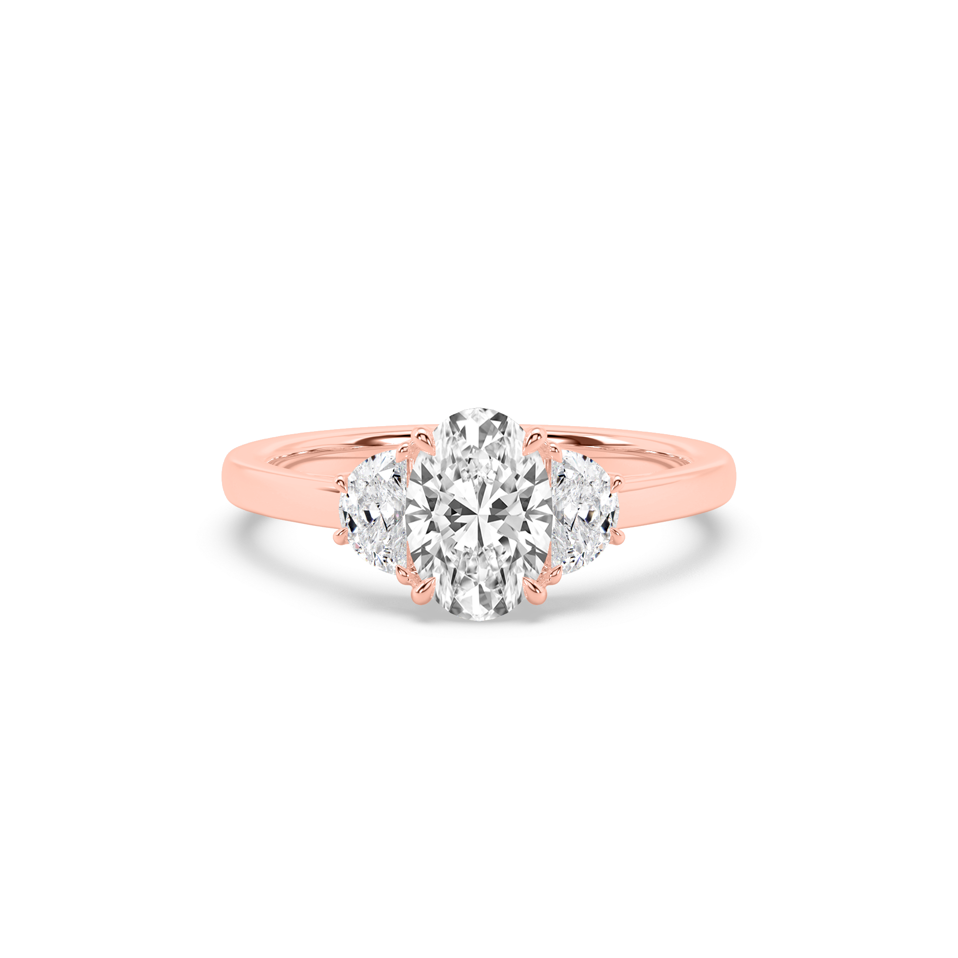 Oval and Half Moon Diamond Trilogy Engagement Ring | Affinity Diamonds