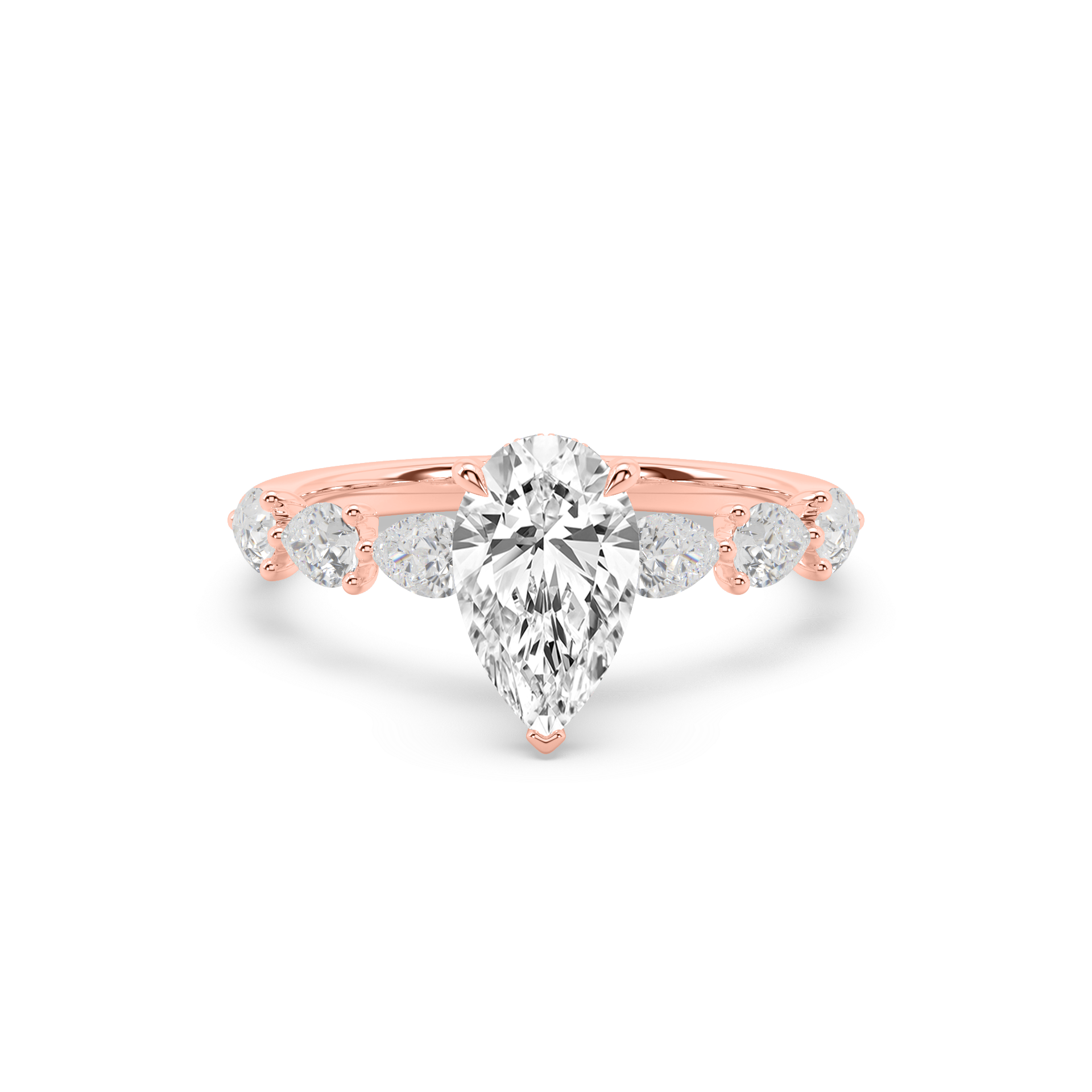 Pear with Pear Diamond Band Engagement Ring | Affinity Diamonds