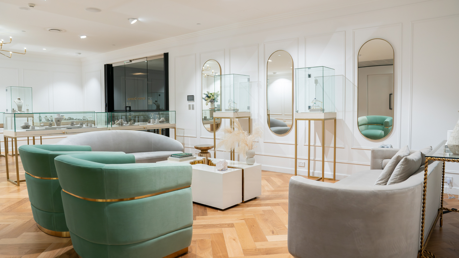 Affinity Diamonds Sydney Boutique Waiting Area with sofas 