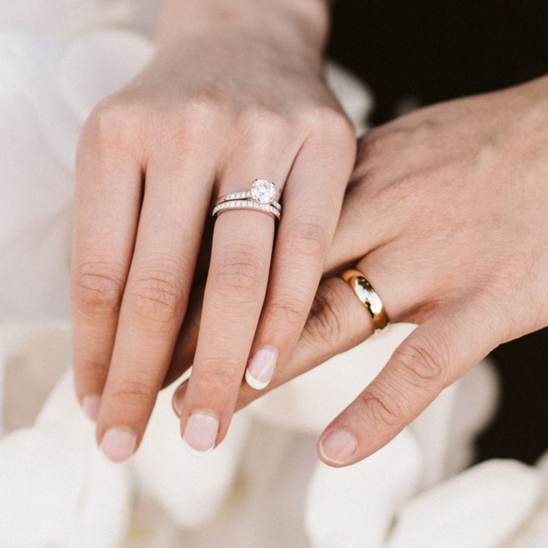 Wedding Bands his and her Diamond Plain Band 