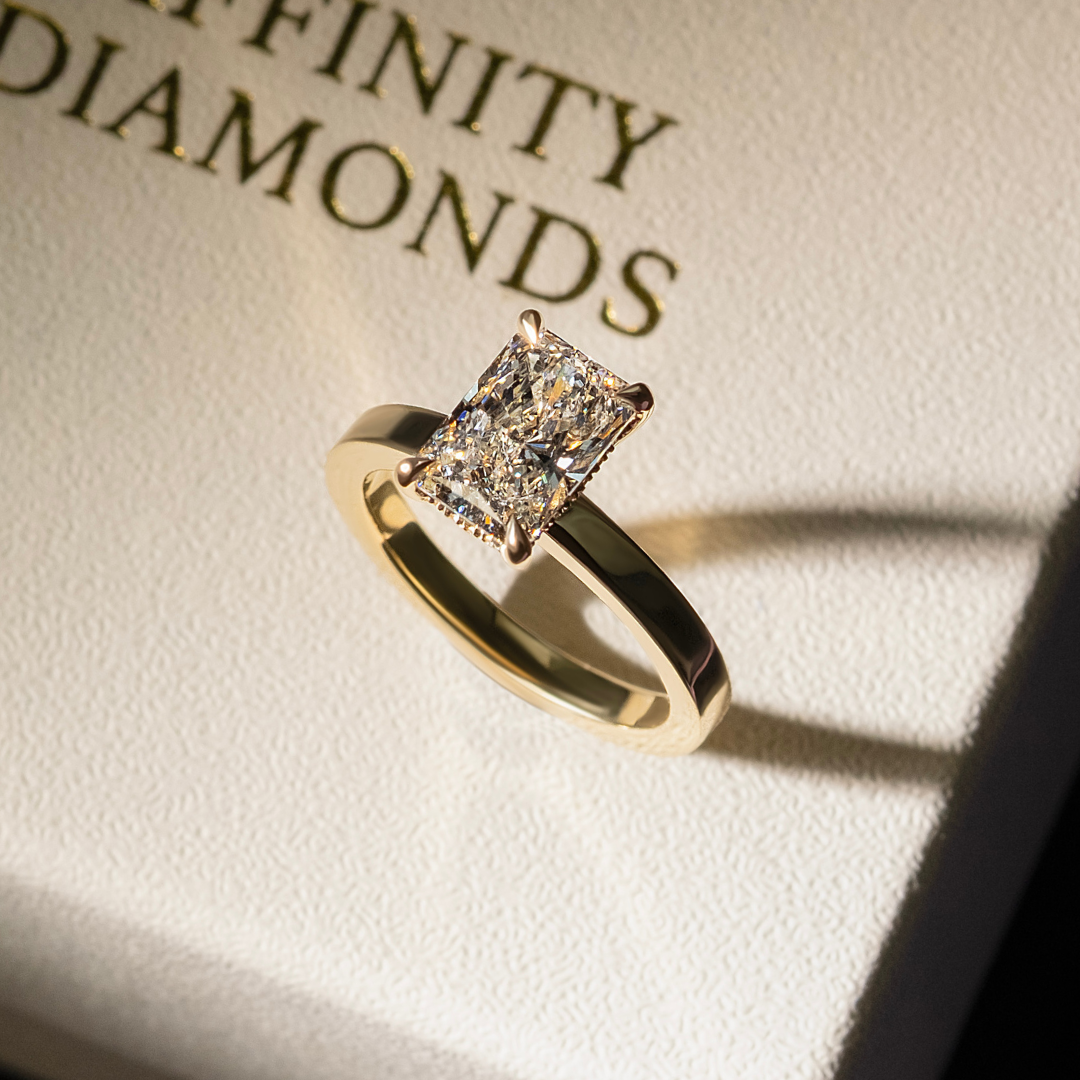 radiant diamond engagement ring in 18K yellow gold - Affinity Diamonds